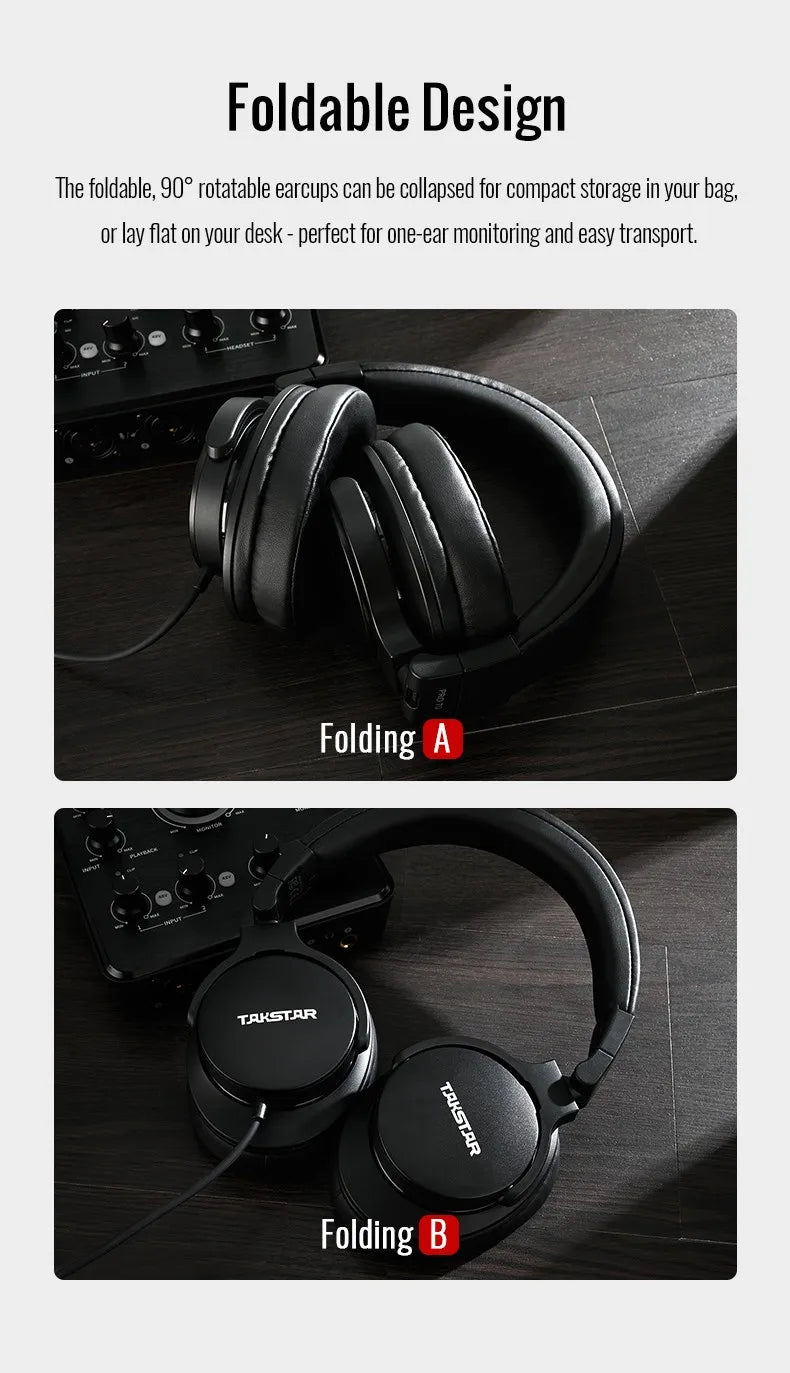 TAKSTAR PRO 70 Original Earphones Professional Fully Enclosed Foldable Monitoring Headphones Game Music Headset