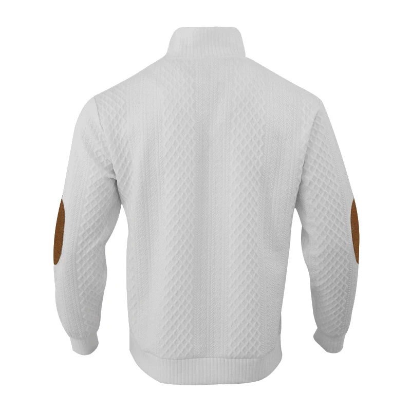 Autumn Winter New Men's Knit Sweatshirt Outdoor Stand Collar Long Sleeve Knitted Pullover Hoodie Men Fashion Patchwork Steetwear