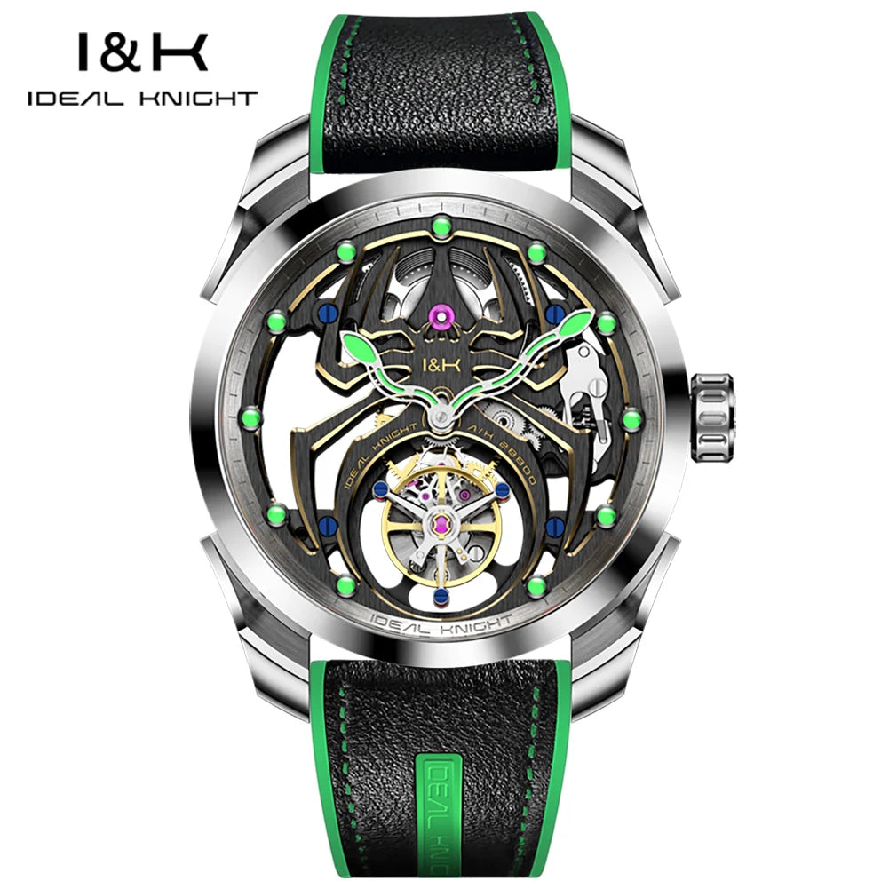 IDEAL KNIGHT 6802 Tourbillon Watch For Men Transparent Skeleton Mechanical Wristwatch Man Luxury Top Brand Limited Edition Watch