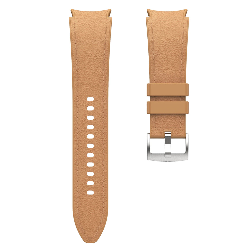 Silicone+Leather Strap for Samsung Galaxy Watch 7 6 5 4 44mm 40mm/5 Pro 45mm Wristband for Galaxy Watch 6 Classic 47mm 43mm Belt