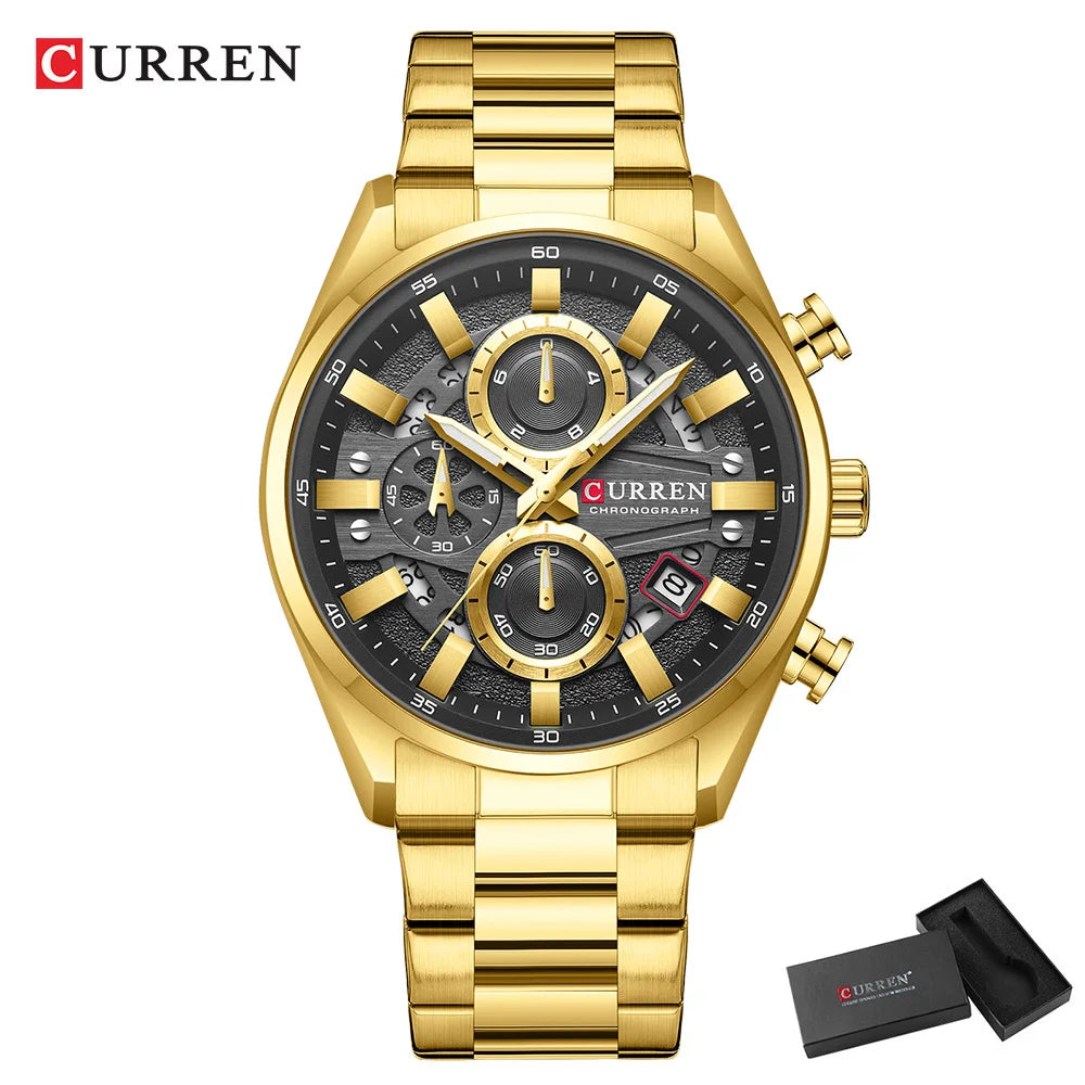 CURREN Top Luxury Business Calendar Multi functional Waterproof Sports Men's Quartz Men Watch Construction Wristwatch for Men