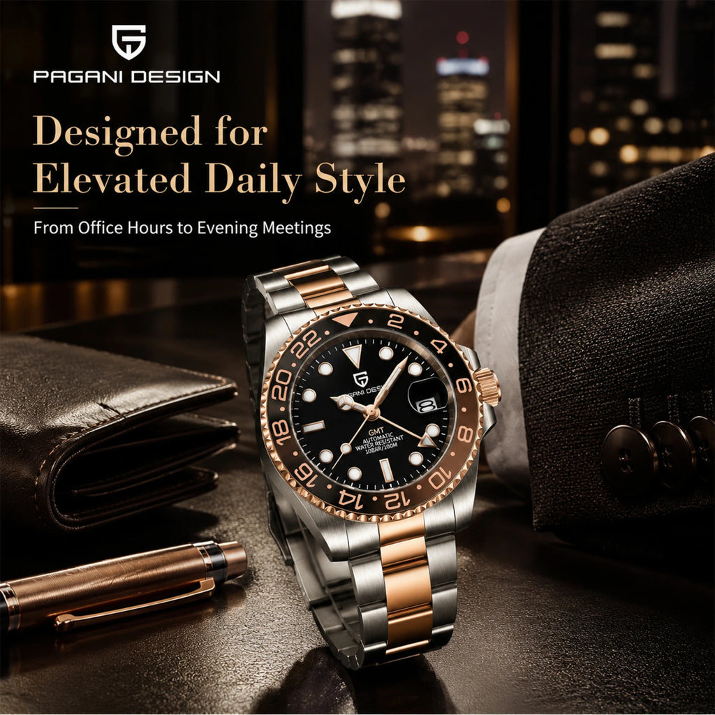2026 New PAGANI DESIGN Luxury Men Mechanical Watches Stainless Steel GMT Watch Top Brand Sapphire Glass Men Watch reloj hombre