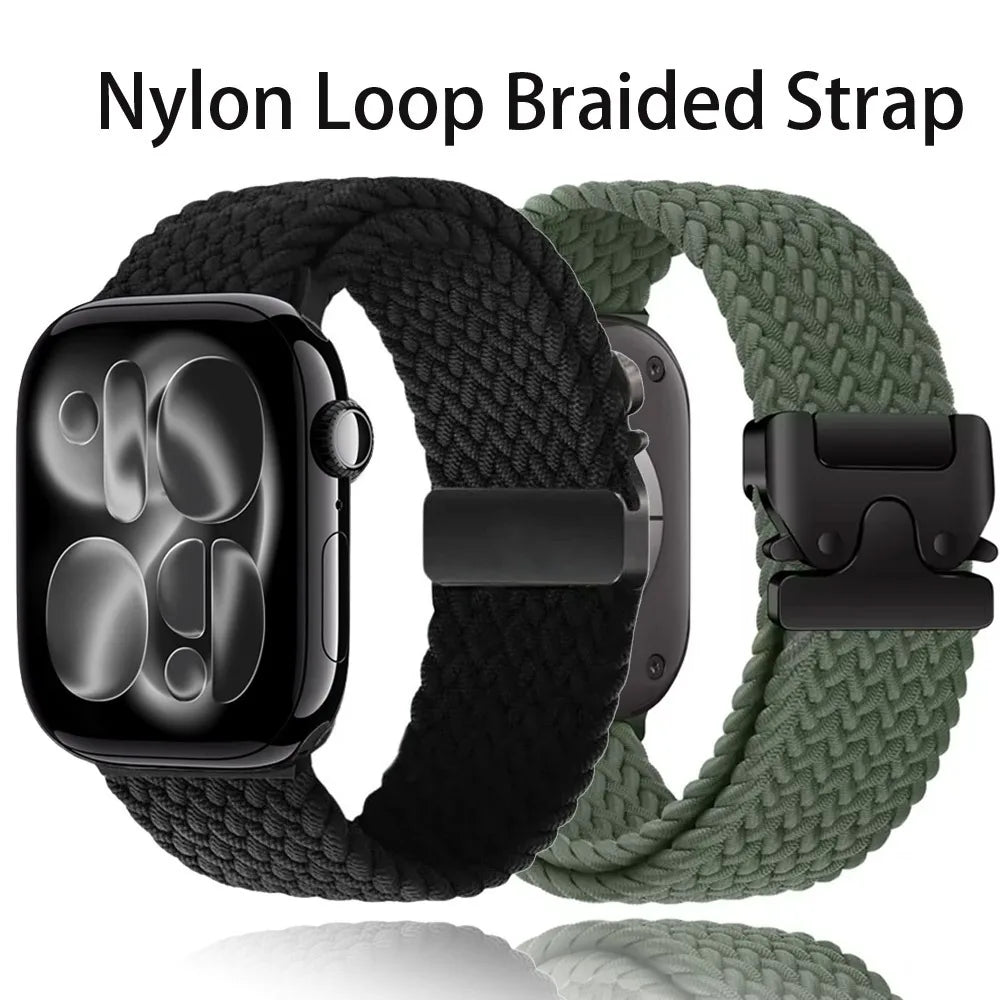 nylon Braided Strap For Apple Watch Band Ultra 3/2/1 49mm parachute Buckle 11 10 46mm 42mm 9 8 7 45/41mm iWatch 6 5 SE3 44/40mm