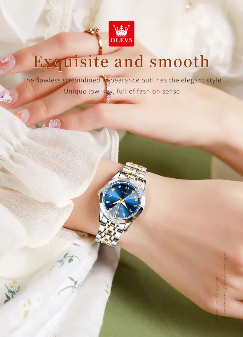 OLEVS 9931 Elegant Fashion Women's Watches Luxury Brand Original Quartz Watch forLadies Waterproof Stainless Steel Luminous Date