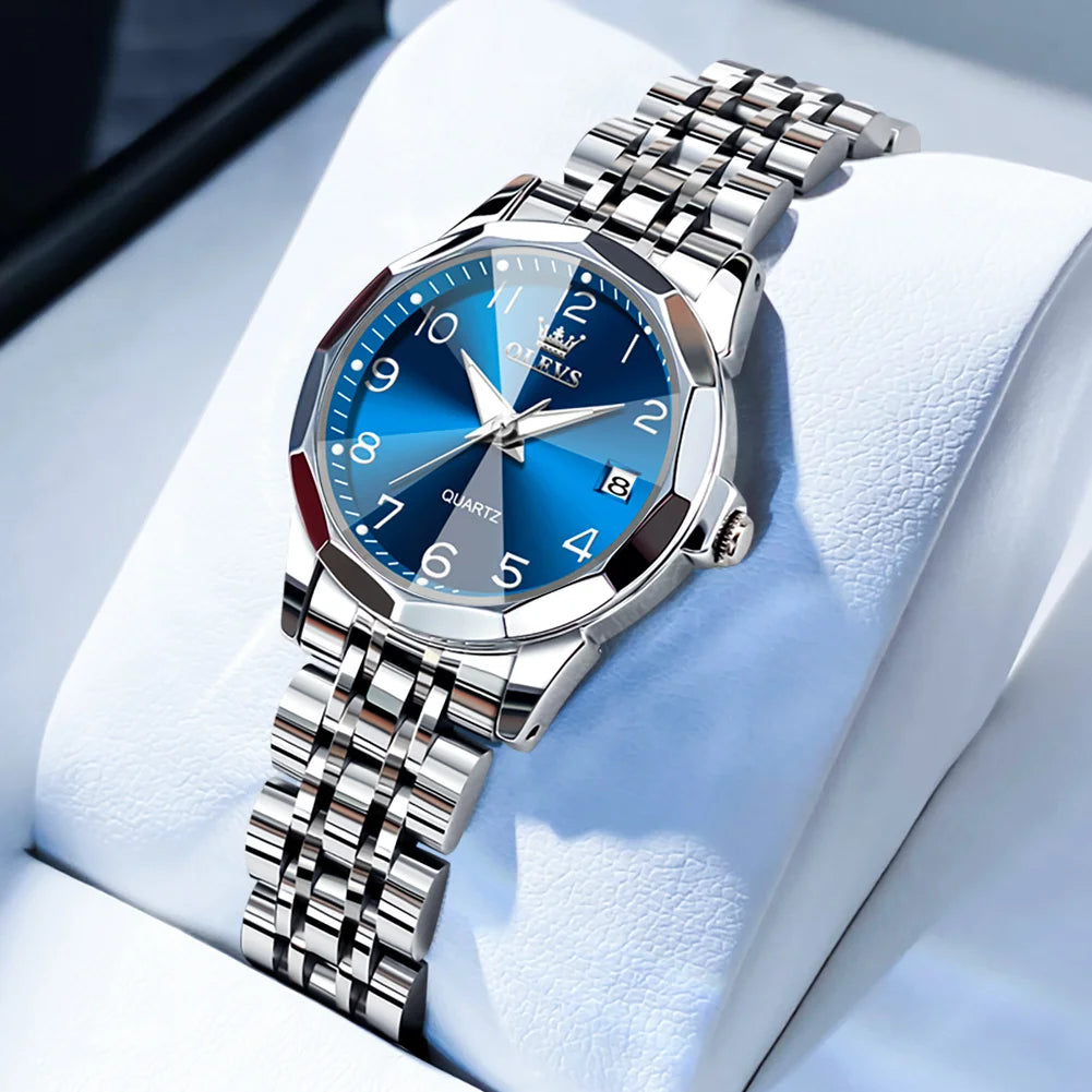 OLEVS 9931 Elegant Fashion Women's Watches Luxury Brand Original Quartz Watch forLadies Waterproof Stainless Steel Luminous Date