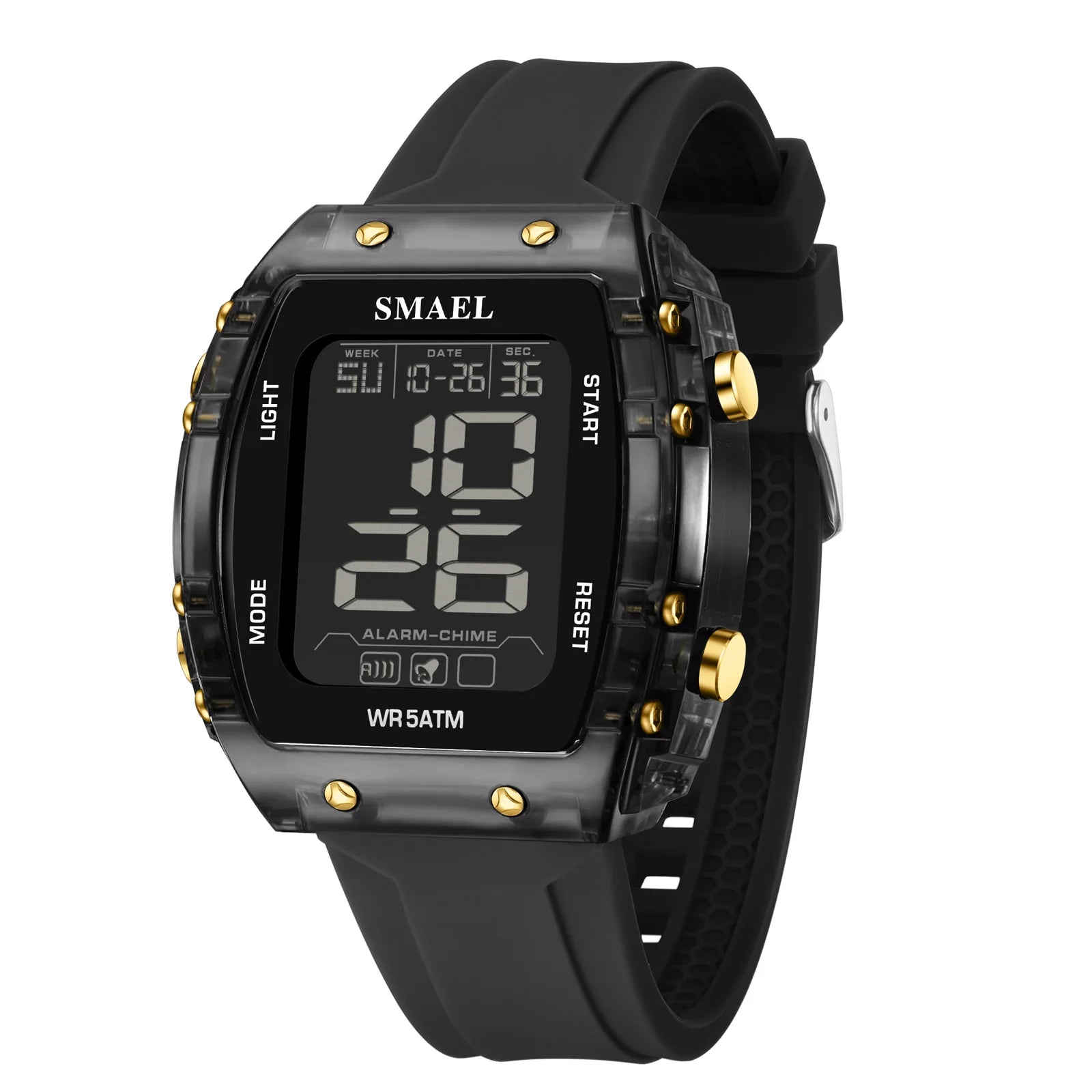SMAEL Watches for Women LCD Digital Movement Silicone Strap Clock Fashion Trend Waterproof Sport Electronic Wristwatches Female
