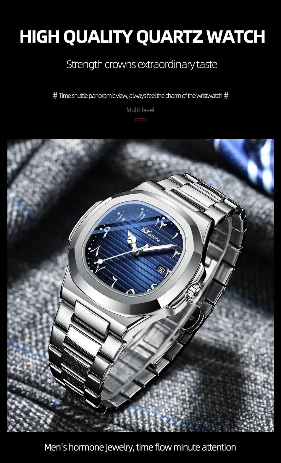 Eastern Arabic Numerals Dial Man Watch Fashion Original Date Quartz Watches For Men Classic Business Waterproof Men's Wristwatch