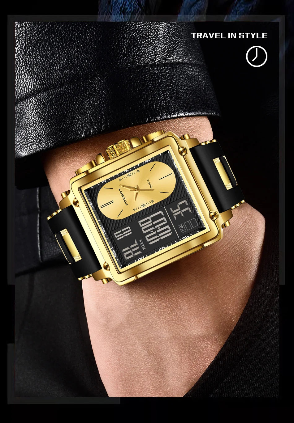 LIGE Fashion Square Digital Watch Men Casual Sports Waterproof Men's Quartz Wristwatch FOXBOX Top Brand Luxury Chronograph Watch