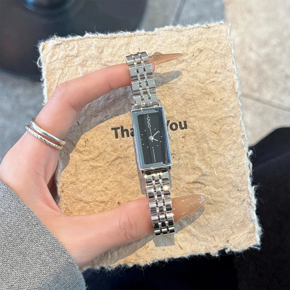 GEDI Watches for Woman Rectangular Steel Bracelet Women's Silver Watches Quartz Vintage Watch Waterproof Fashionable Wristwatch