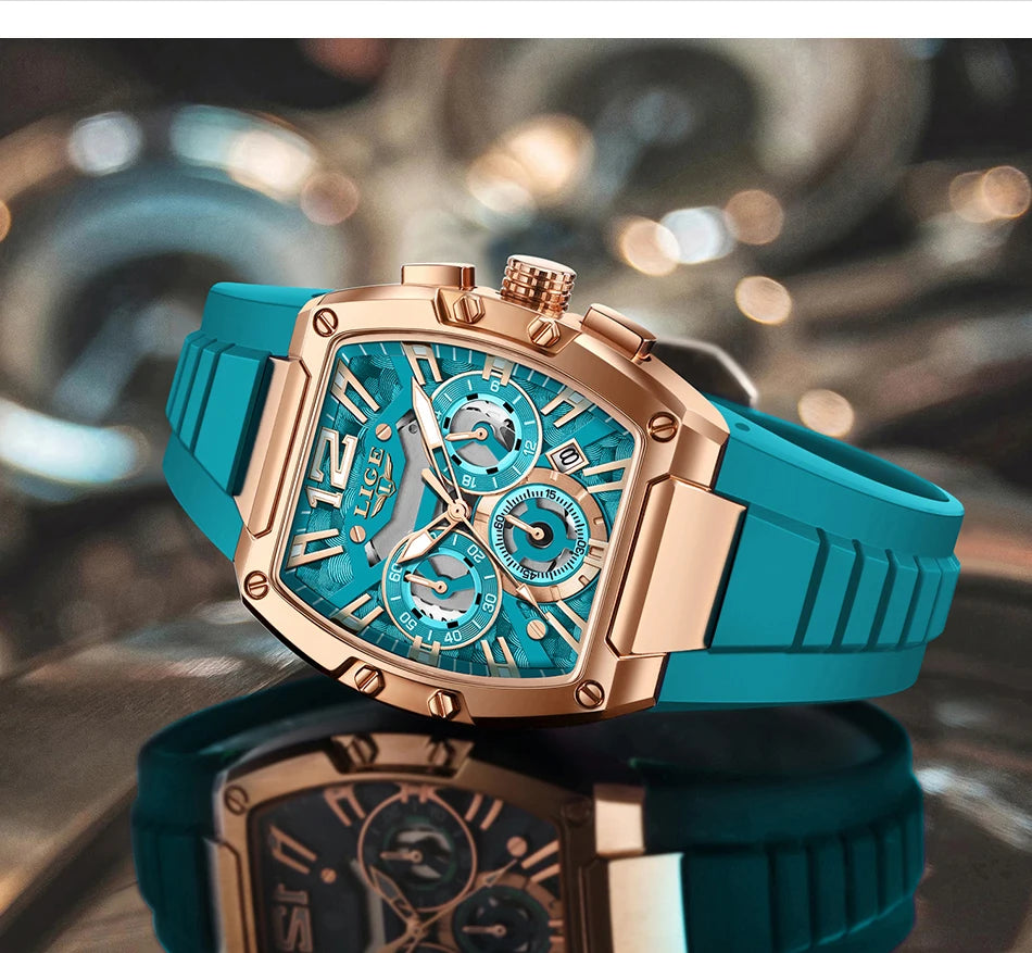 LIGE Original Brand Fashion Mens Watches Sport Military Chronograph Calendar Silicone Strap Quartz Wristwatch Relogio Masculino