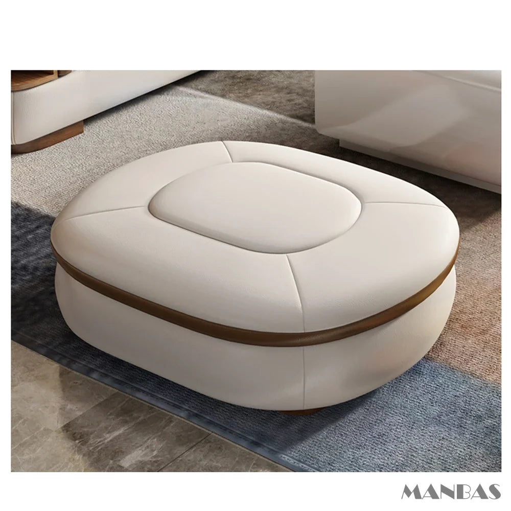 MANBAS Luxury L-Shaped Genuine Leather Sectional Sofa Sets with USB, Bluetooth Speaker - Living Room Italian Leather Couches