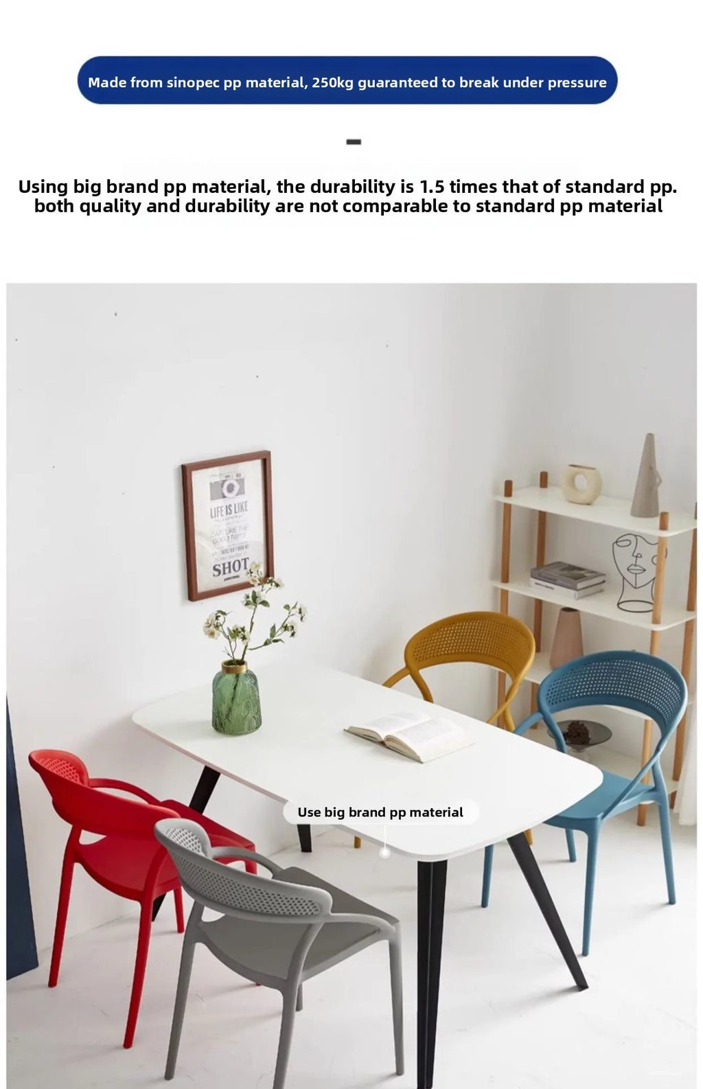 Plastic Chair Backrest, Home Thick Backrest Chair, Casual Nordic Minimalist Dining Chair, Restaurant Chair, Outdoor Armchair