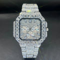 MISSFOX Luxury Diamond Watch for Men Hip Hop Style BlingBling Iced Out Wristwatch Fashion Gold Square Waterproof Clock 2025
