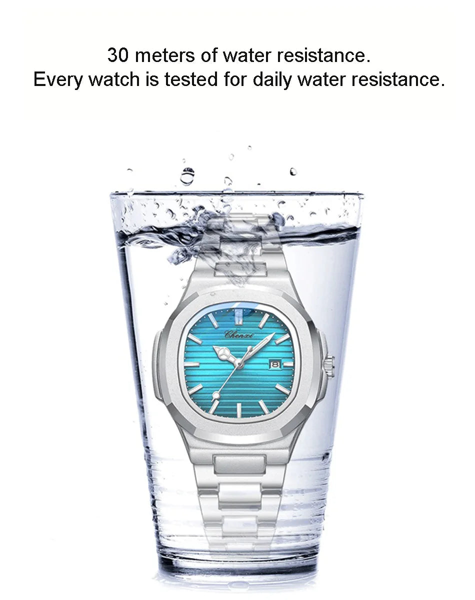 Watches For Woman Fashion Date Luminous Quartz Watch Silver Stainless Steel Clock Women's Stainless Steel Watch Waterproof