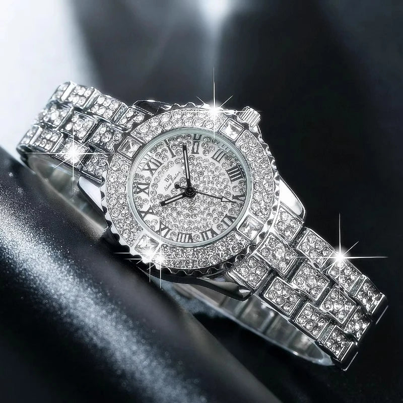 New Luxury Diamond Watch for Women Elegant Brand Quartz Steel Bracelet Watches Ladies Zircon Crystal Fashion Wristwatch Clock