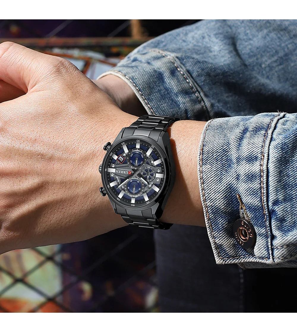 CURREN Top Luxury Business Calendar Multi functional Waterproof Sports Men's Quartz Men Watch Construction Wristwatch for Men