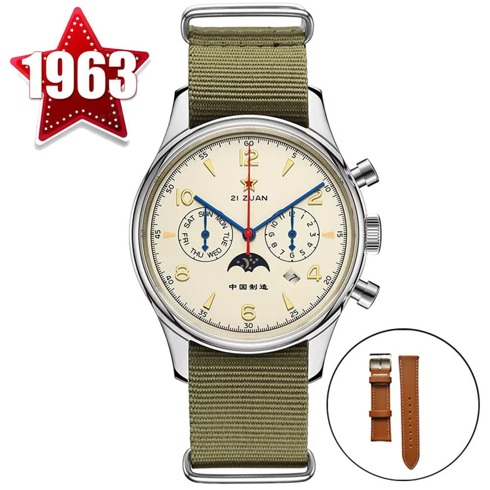 SEAKOSS 40mm 1963 Men's Watch  Automatic Mechanical wrist watch seagull ST1654 Movement Calendar Week Display Air Force watches