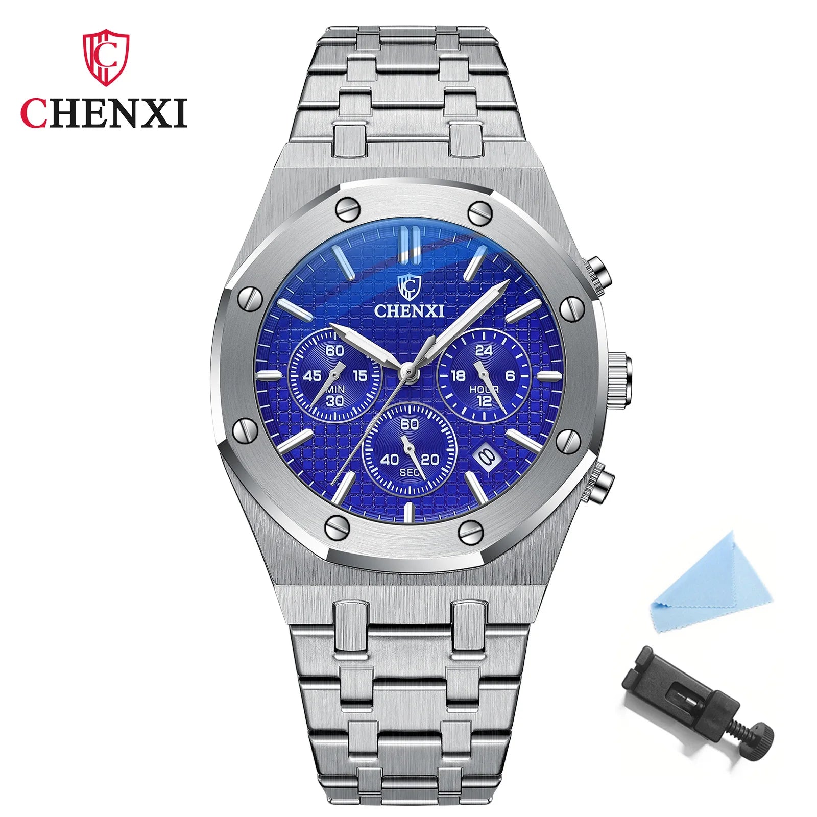Luxury Business CHENXI Man Watch High Quality Chronograph Moon Phase Quartz Watches Original Waterproof Clock Male New 2025