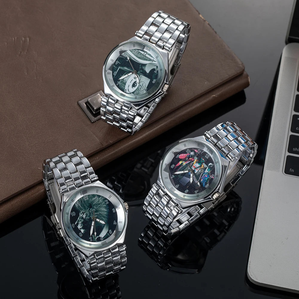 Customized Personalized Pattern Watch Unisex Printed Photo Campus Punk Cool Style Customized Wristwatch Holiday Memorial Gift