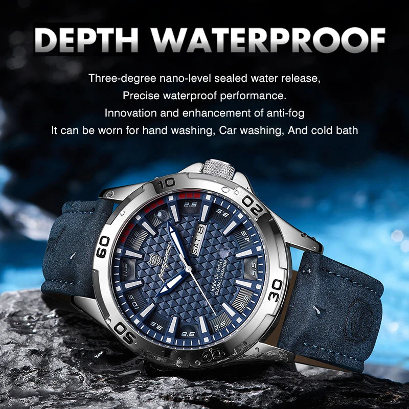 PAAZOMU Luxury Sports Men Watch Luminous Waterproof Chronograph Date Man Wristwatch Leather Quartz Business Men's Watches Reloj