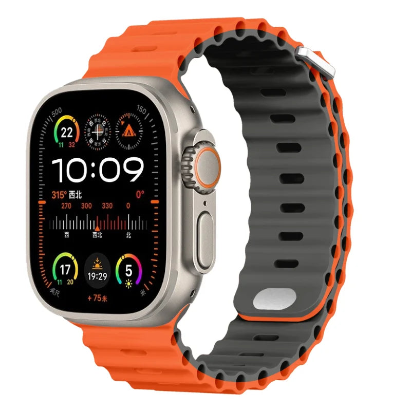 Ocean strap For Apple Watch Ultra 3 2 1 Band 49mm 11 10 9 8 7 46mm 45mm 41mm Silicone Wristband iWatch 6 5 4 SE3 44mm 40mm 42mm