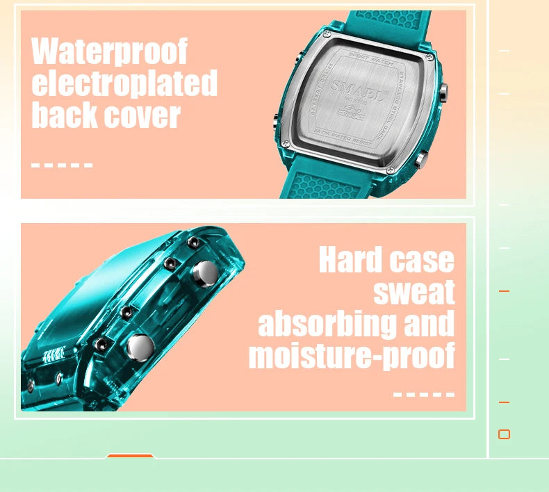 SMAEL Watches for Women LCD Digital Movement Silicone Strap Clock Fashion Trend Waterproof Sport Electronic Wristwatches Female