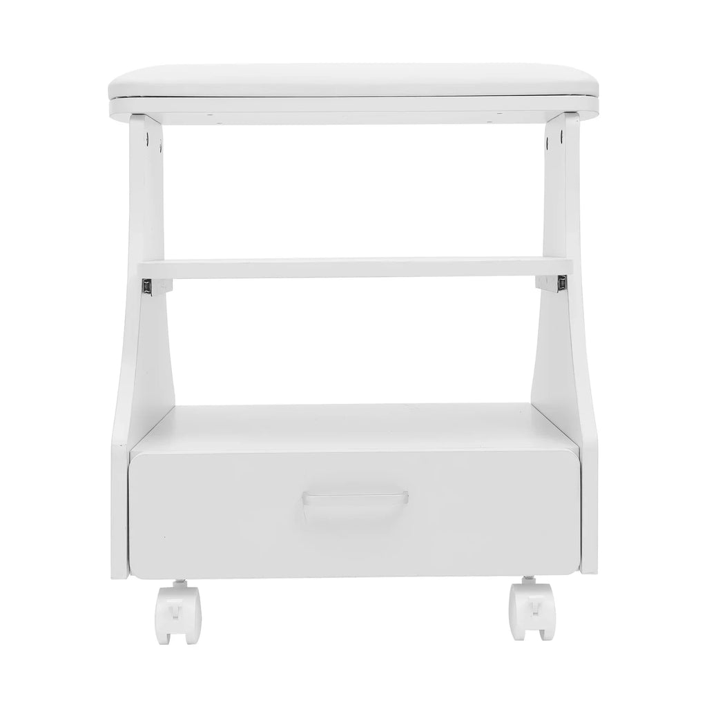 Portable Beauty Salon Foot Bath Trolley Pedicure Manicure Foot Rest with Massage Function Foot Spa Table White