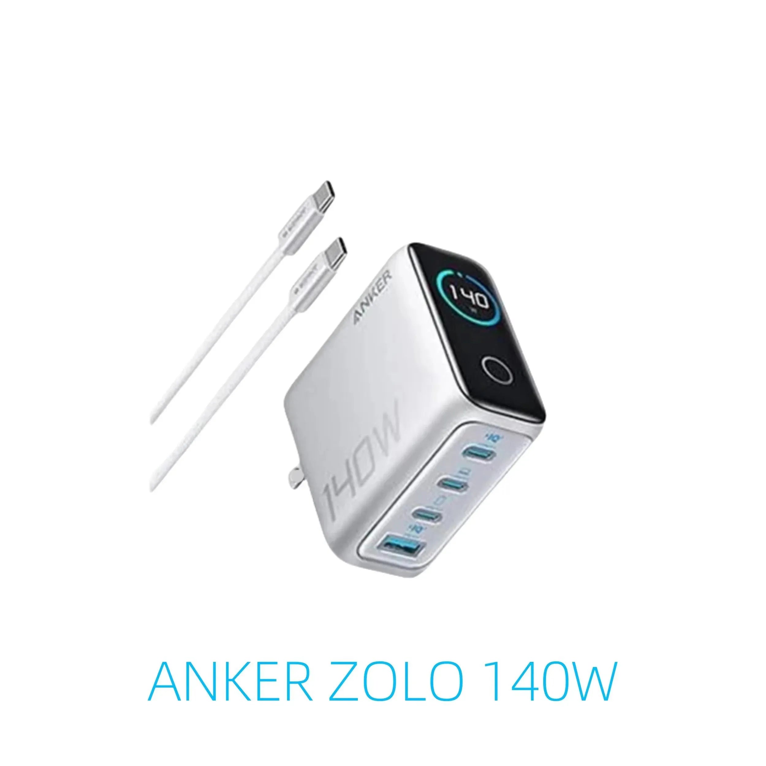 CN Version Anker Zolo 140W Charger GAN Display PD PPS for iPhone 12-16 series Laptop with 1.5m USB C to C Cable