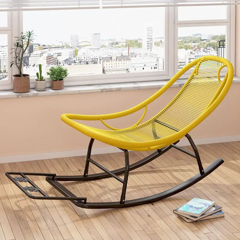 Leisure Lounge Chair, Garden Chair, Widened Rocking Chair, Rattan Rainbow Rocking Chair