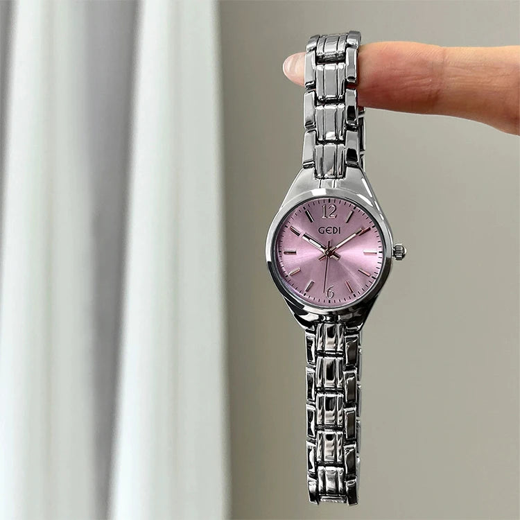 GEDI Small Watch for Women Silver Light Luxury Elegant Waterproof Quartz Watches Ladies Wristwatches Fashion Casual Simple