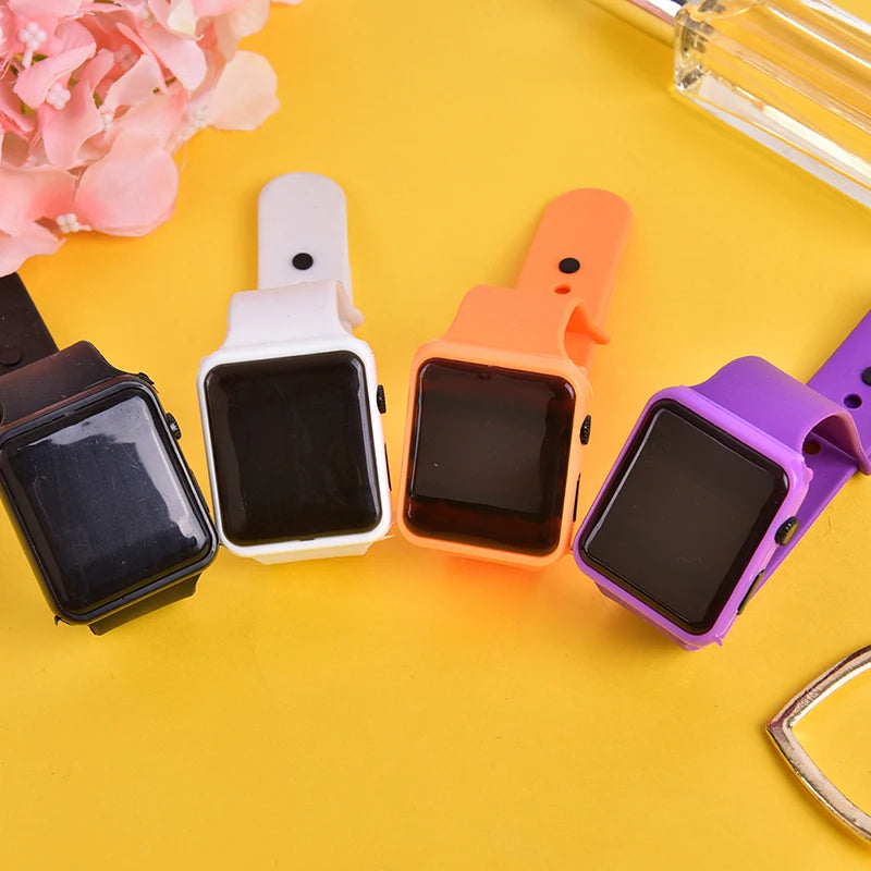 Square Silicone Digital Watch Red LED Watches Metal WristWatch Sport Clock Hours