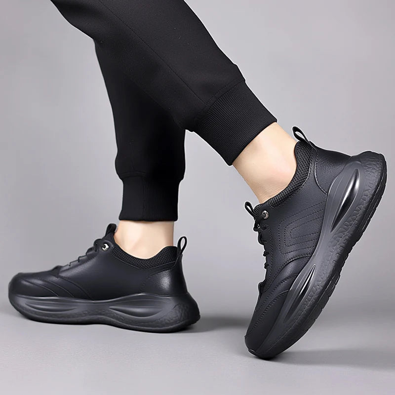 Fashion Men's Autumn Casual Leather Shoes Classic Business Formal Sneakers Comfy Thick Bottom Office Outdoor Daily Walking Shoes