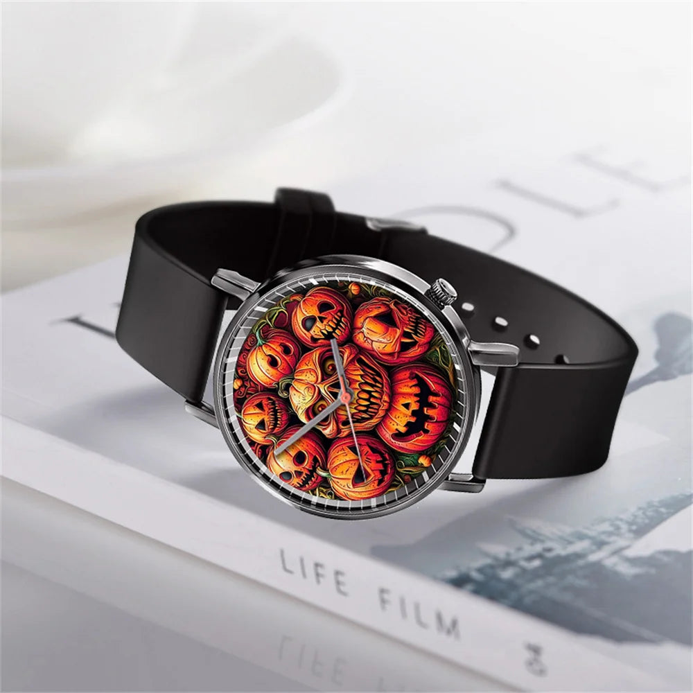 Hot 2025 Skull Simple Design Men's and Women's Quartz Watch Casual Silicone Black Women's Fashion Halloween Gift Wristwatch