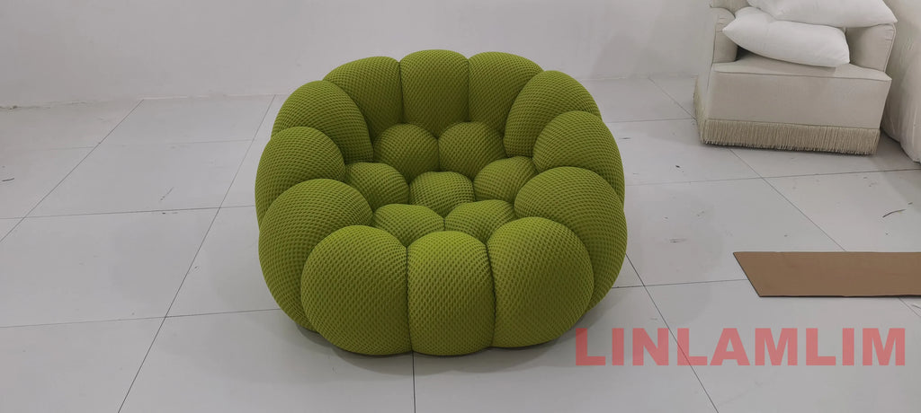 Linlamlim Modular Cloth Football Couch Contemporary Cloud-Shaped Sofa Fabric Curved Designer Sofa Set for Living Room or Office