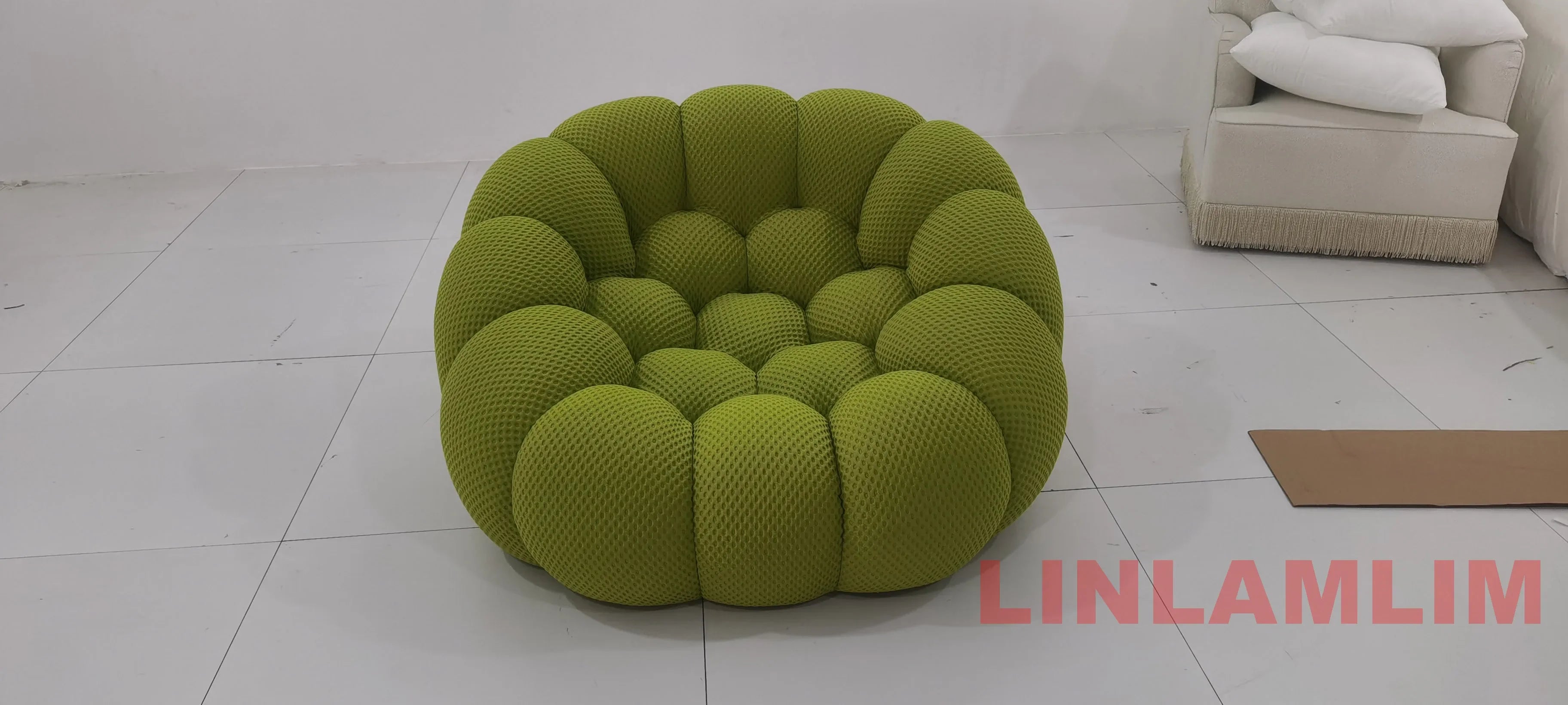 Linlamlim Modular Cloth Football Couch Contemporary Cloud-Shaped Sofa Fabric Curved Designer Sofa Set for Living Room or Office
