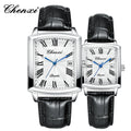CHENXI Quartz Couple Watches Fashion Casual Rectangle Dial Alloy Man Woman Watch Luminous Calendar Couples Watch