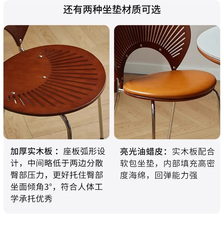 Retro Mid Century Solid Wood Shell Chair Simple Backrest Dining Tea Chair Luxury Home Furniture