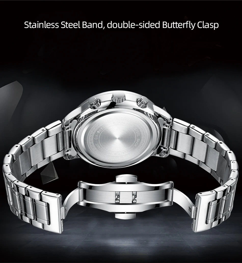 Fashion Luxury Business Men's Wristwatch Round Dial Luminous Waterproof Calendar Chronograph Man Watch