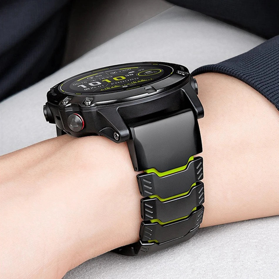 Titanium Silicone Magnetic Band for Garmin Watch Fenix 8 7X Pro 6X Enduro 3 Strap For Garmin Tactix 7Pro Instinct 2X 26mm Bands