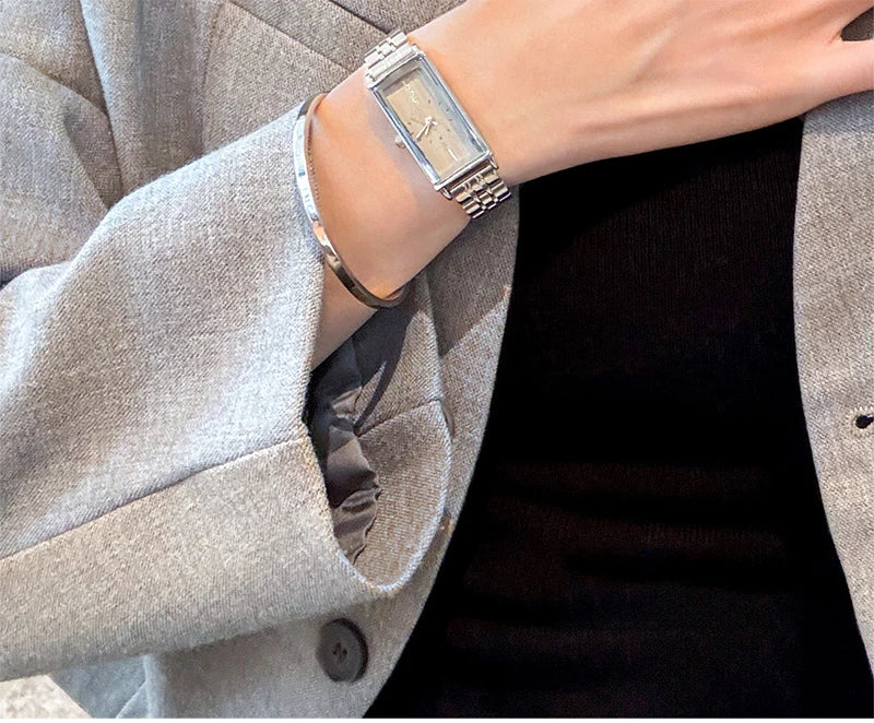 GEDI Watches for Woman Rectangular Steel Bracelet Women's Silver Watches Quartz Vintage Watch Waterproof Fashionable Wristwatch