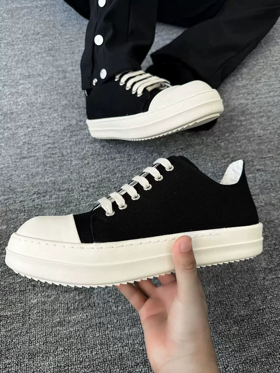 Brand Men Shoes Casual Canvas Distress Flats High to Ankle Boots Women Owens Vintage Original Luxury Designers Sneakers