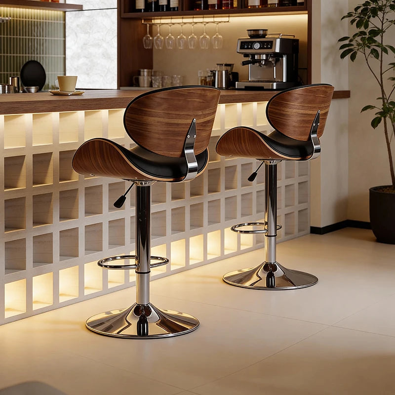 Italian Minimalist Designer-Style Restaurant Bar Chair, Leisure Front Desk Bar Island Chair, Adjustable Height High Stool