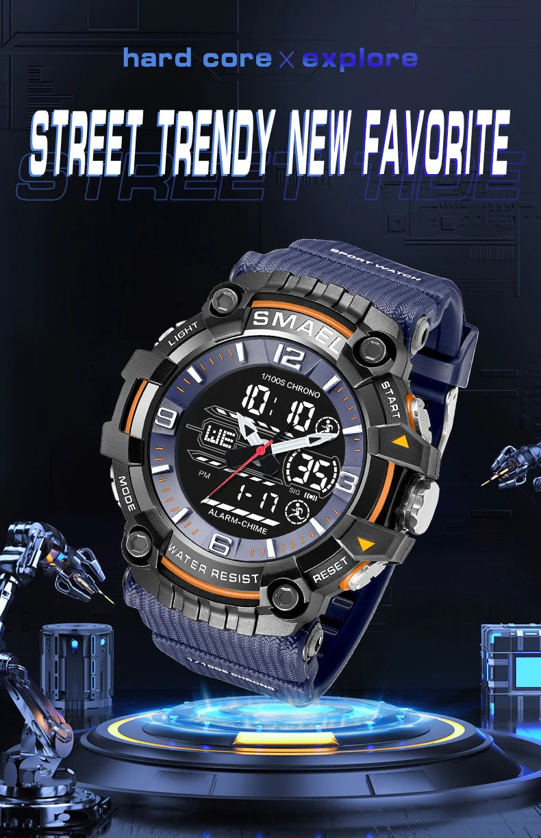 SMAEL Watch Men Sport Alarm Clock For Men 50M Waterproof Wristwatches 8089 Original Brand Men's Wristwatch Quartz Sports Watches