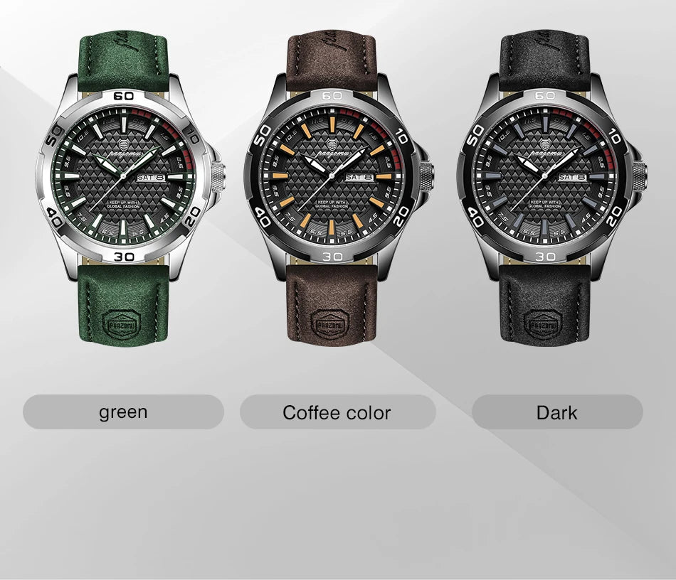 PAAZOMU Luxury Sports Men Watch Luminous Waterproof Chronograph Date Man Wristwatch Leather Quartz Business Men's Watches Reloj