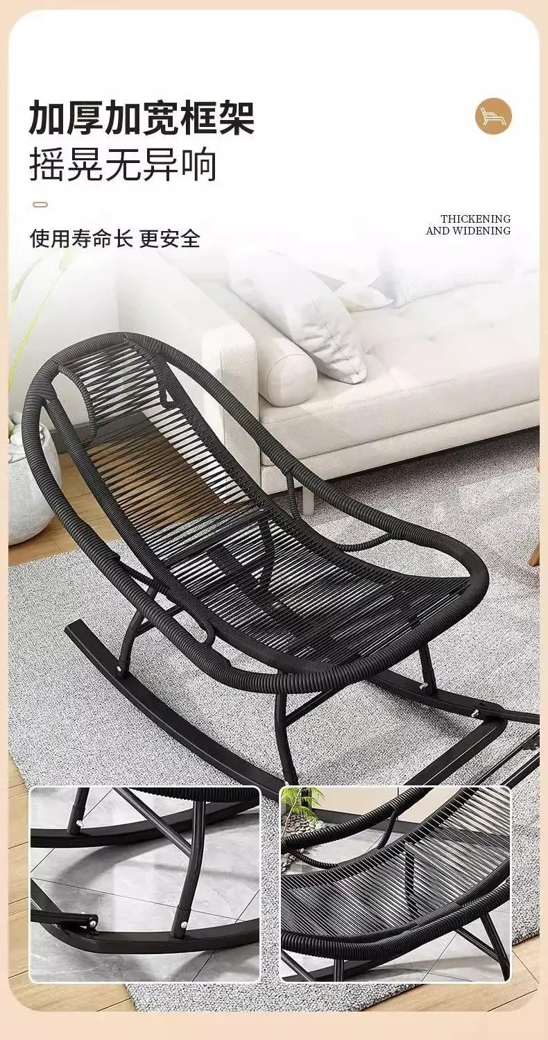 Leisure Lounge Chair, Garden Chair, Widened Rocking Chair, Rattan Rainbow Rocking Chair