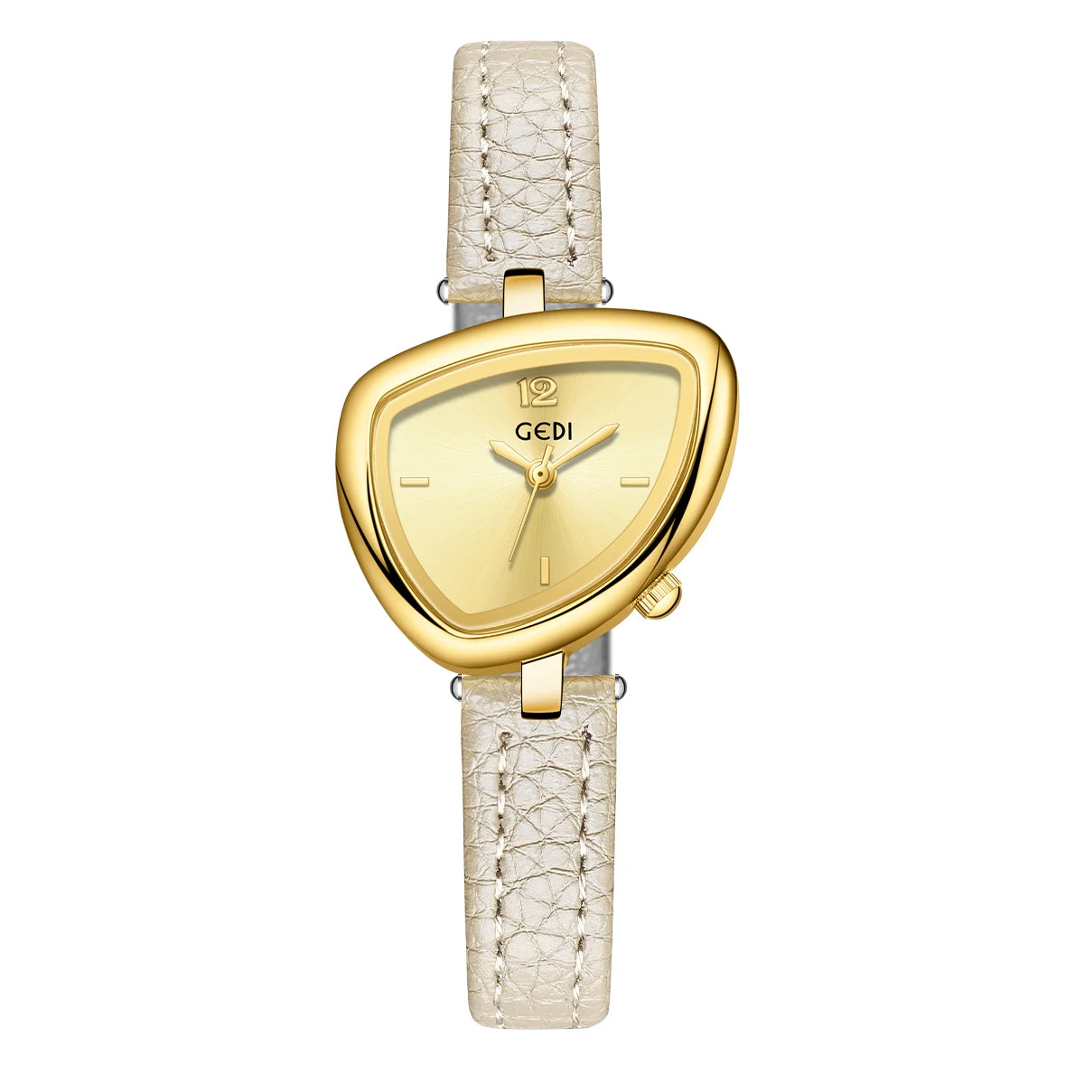 GEDI Vintage Watch Leather Light Luxury Simple Unique Irregular Dial Ladies Watches Elegant Quartz Waterproof Women's Wristwatch