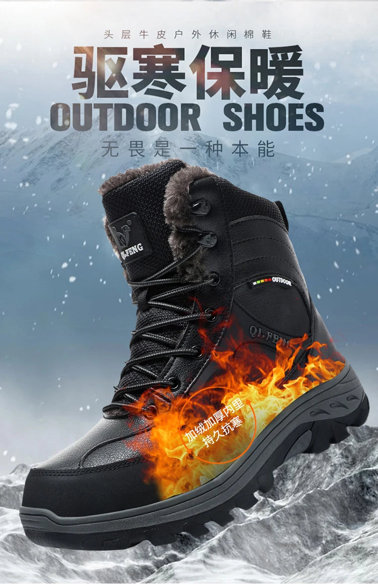New Men Winter Outdoor Hiking Boots Plus Size 47 Snow Boots Men Training Work Boots Waterproof Slip-Resistant Keep Warm Fashion