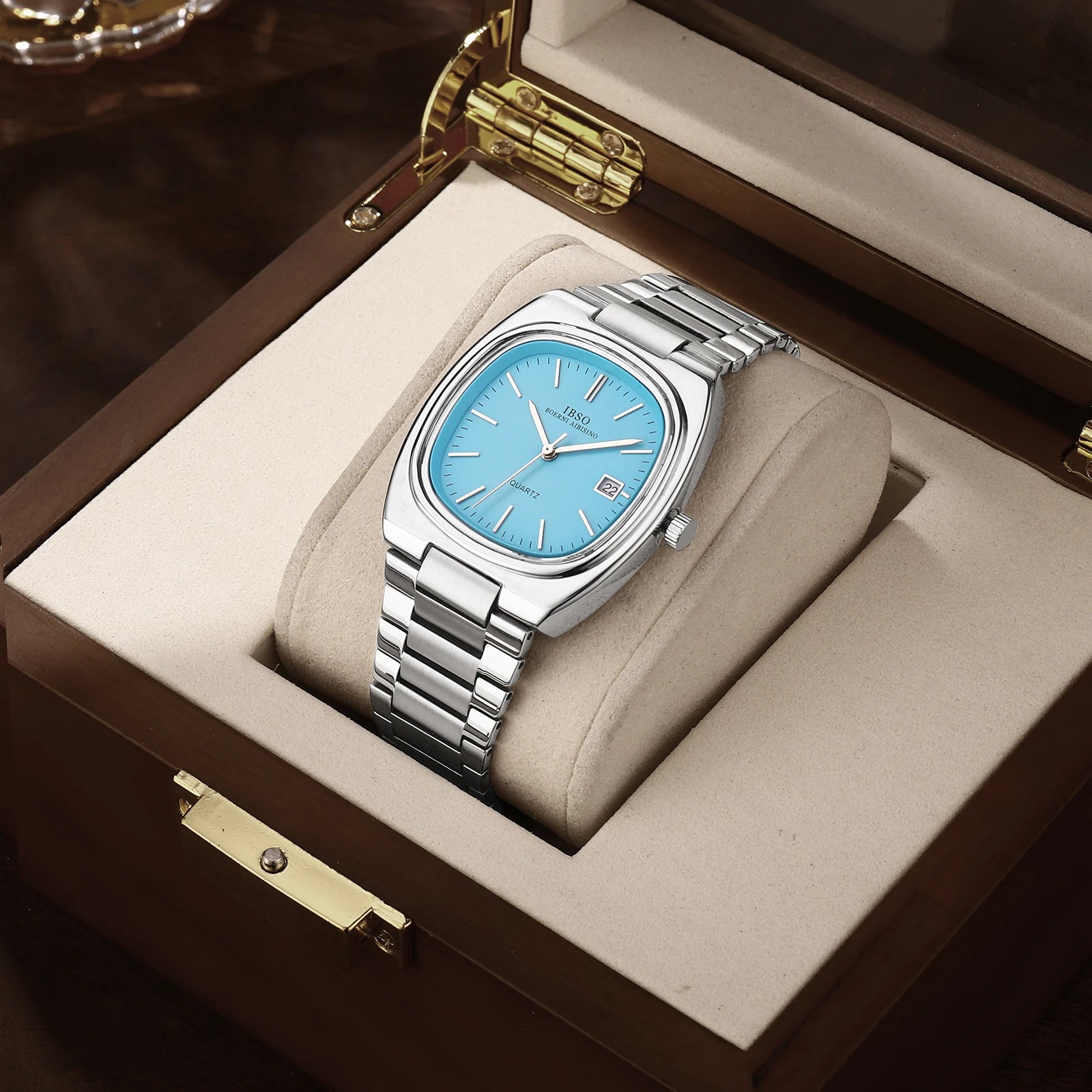 IBSO Luxury Men's Watch 3ATM Hot Selling Wholesale Price Japan Movement Calendar Function Adjustable Stainless Steel Strap