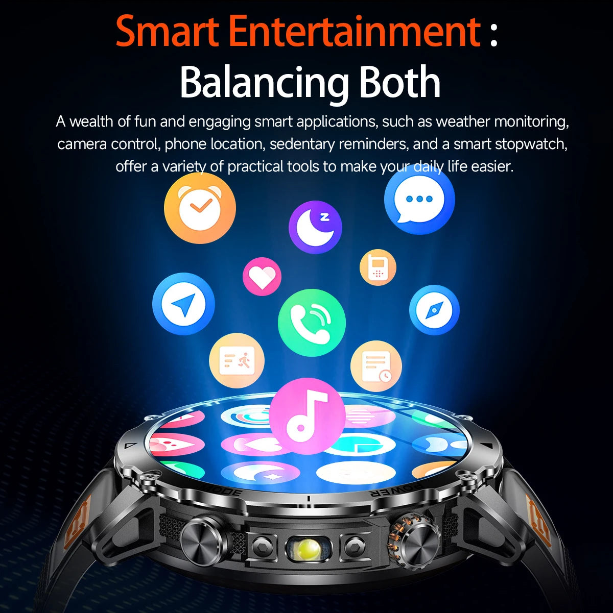 LIGE 2026 Military 1400mAh Battery Smart Watch Men Outdoor Flashlight IP68 Waterproof Heart Rate Bluetooth Call Sports Bracelet
