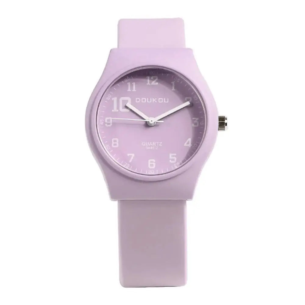 Summer Candy Colors Watch Korean Women Circular Quartz Watches Trendy Ladies PU Leather Watch Luxury Simple Wristwatch Clock